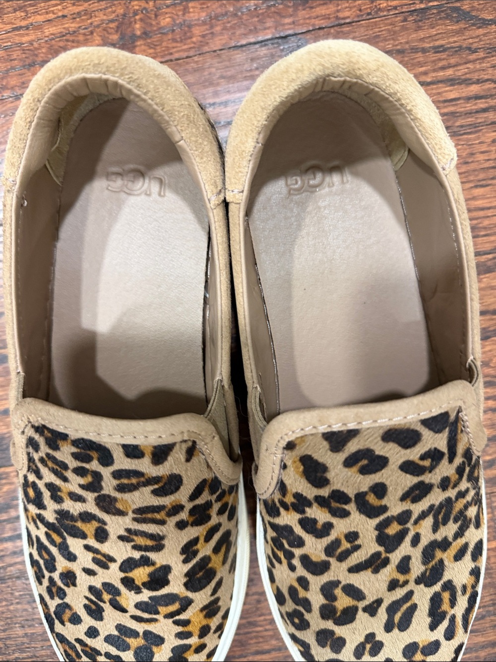 UGG Leopard-Print Slip On Sneakers in Tan and Black - Picture 2 of 5